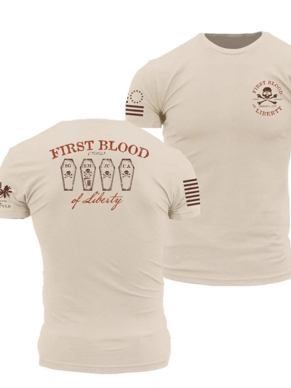 Grunt Style Men's Short-Sleeve Tee - Sandstone with Rust Print